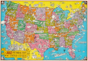 1981 Aragones Pictorial Map of the United States for Mad Magazine