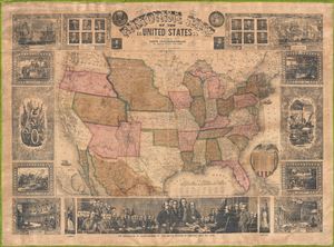 1855 Bridgman and Fanning Wall Map of the United States