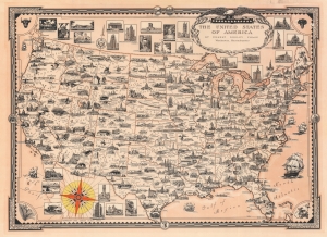 1935 Chase Pictorial Map of the United States