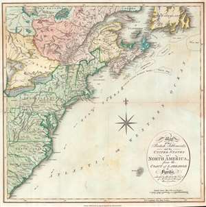 1813 Cradock and Joy Map of the United States and British Canada