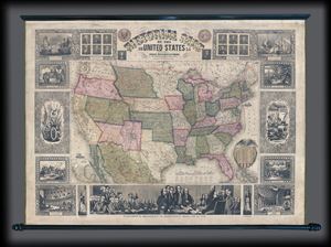 1854 Ensign Bridgman and Fanning Wall Map of the United States
