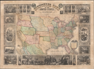 1855 Ensign Bridgman and Fanning Wall Map of the United States