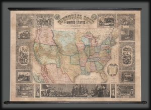 1849 Thayer / Ensign Wall Map of the United States - Mexican-American War