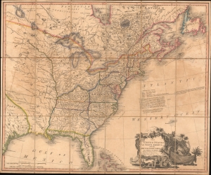 1809 Faden Map of the United States w/ State of Franklin and American Indian Rights