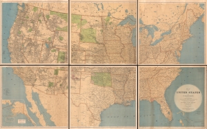 1876 General Land Office 6-sheet Wall Map of the United States