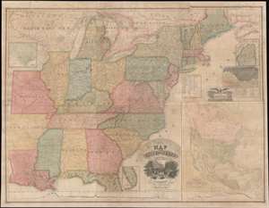 1836 Woodbridge Wall Map of the United States w/ Republic of Texas