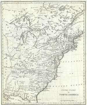 1812 Phillips Map of the United States w/ Franklinia and Morgania