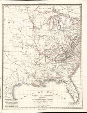 1803 Poirson Map of the Mississippi River Valley (French Louisiana)