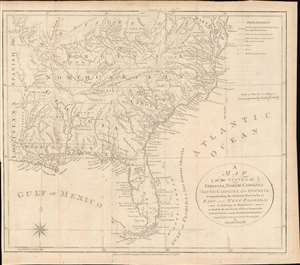 1792 Purcell Map of the United States w/ State of Franklinia