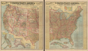 1903 Scarborough Company Map of Eastern United States w/Cuba