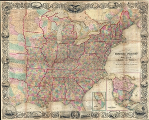 1849 J. Calvin Smith Case format Wall Map of the United States