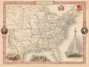 1851 Tallis and  Rapkin Map of the United States