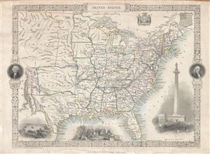 1850 Tallis and Rapkin Map of the United States