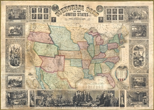 1855 Bridgman and Fanning Wall Map of the United States