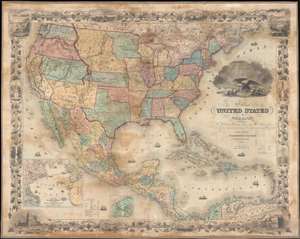 1855 Colton Wall Map of the United States