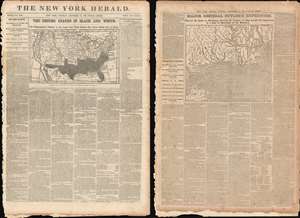 1861 New York Herald Map of the United States during the American Civil War