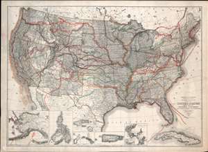 1907 Berthrong / Bond Map of the United States w/ Roads and Exploration