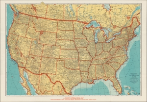1942 Rand McNally / Army Information Branch Newsmap of the United States