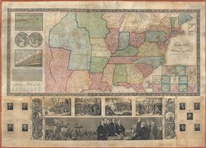 1841 Phelps and Ensign Wall Map of the United States