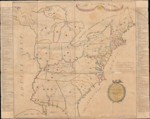1806 Johnson Geographic Game Wall Map of the Early American Republic