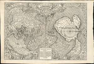 1540 Oronce Fine Double Cordiform Map of the World on Polar Projection