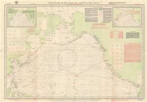 1938 U.S. Hydrographic Office Map of the North Pacific Prevailing Winds