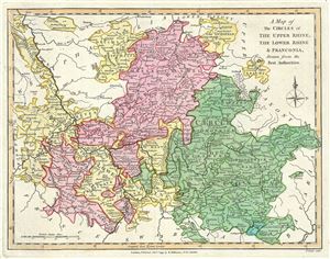 1793 Wilkinson Map of the Upper Rhine, Lower Rhine and Franconia, Germany
