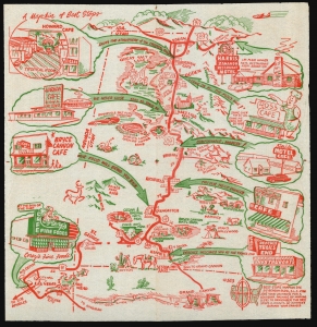 1952 Pictorial Tourist Map of Utah Printed on a Napkin