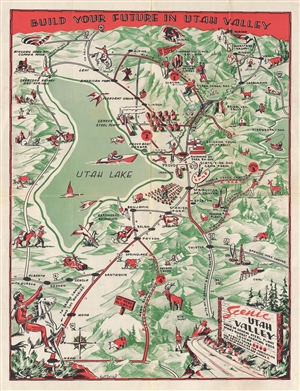 1947 Breinholt Pictorial Map of the Utah Valley