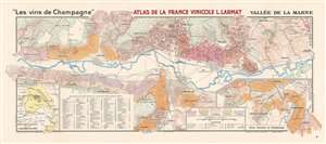 1944 Larmat Map of the Marne River Valley Champagne Vineyards in France