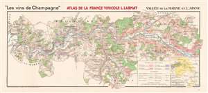 1944 Larmat Map of the Marne Valley and Aisne Champagne Vineyards in France