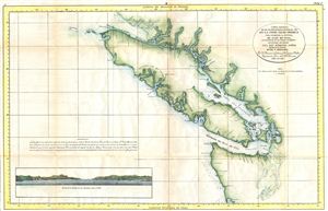 1795 Valdes Map of Vancouver, Washington, and British Columbia