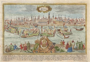 1725 Engelbrecht Map and View of Venice, Italy