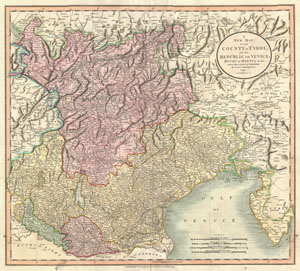1799 Cary Map of Mantua, Venice and Tyrol, Italy