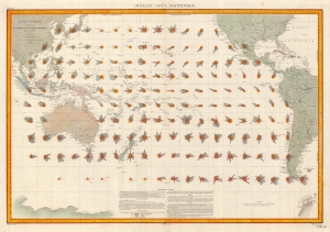 1880 Brault Map of Pacific Ocean Winds in July, August, and September