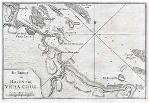 1765 Isaak Tirion Map of Veracruz, Mexico