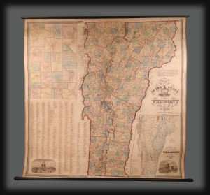 1859 Walling First Edition Wall Map of Vermont (Scarce!)