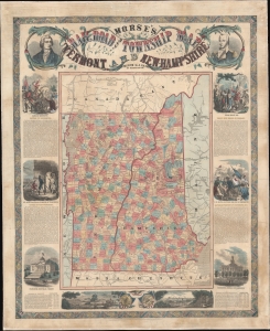 1856 Ranney Educational and Decorative Map of Vermont and New Hampshire