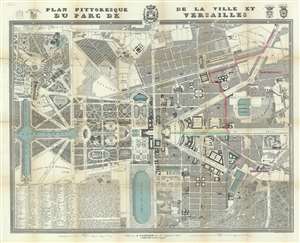 1854 Logerot City Map or Plan of Versailles, France