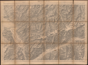 1875 Dufour Map of the cantons of Vaud and Valais from the First Accurate National Survey