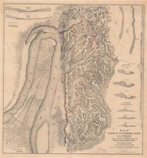 1863 Spangenberg Map of the Battle of Vicksburgh, Mississippi, Civil War