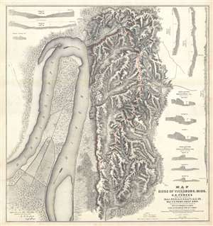1863 Spangenberg Map of the Battle of Vicksburgh, Mississippi, Civil War