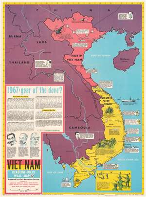 1967 Civic Education Service Map of Vietnam During the Vietnam War