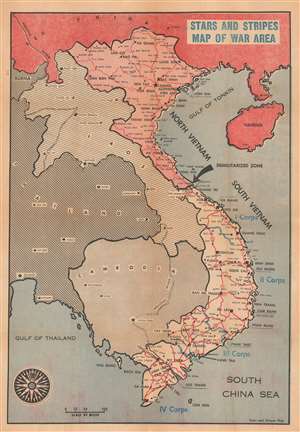 1966 Stars and Stripes Map of Vietnam During the Vietnam War