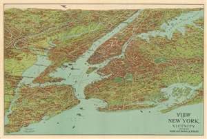 1928 Nostrand Birds Eye View Map of New York City, New York