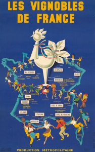 1961 Jihel Pictorial Map of France and its Wine Regions
