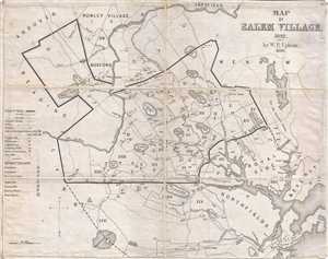1866 W. P. Upham Map of the Village of Salem, Massachusetts, during the 1692 Witchcraft Trials