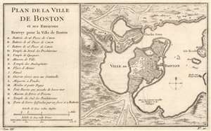 1756 Bellin Map of Boston, Massachusetts
