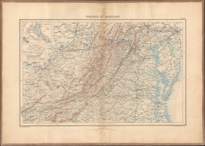 1890 Vorzet Map of Virginia (incl. West Virginia) and Maryland, U.S. Civil War
