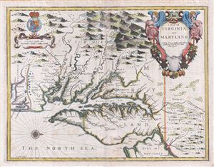 1676 John Speed and F. Lamb Map of Virginia and Maryland (Chesapeake Bay)